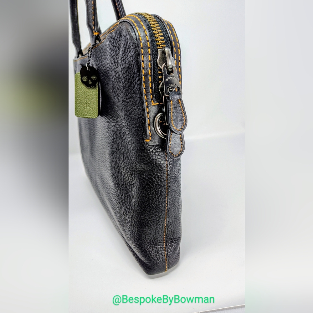 Coach Rogue Slim Briefcase -One of Kind Custom Upcycled Bag with Skulls. Black - Picture 8 of 16
